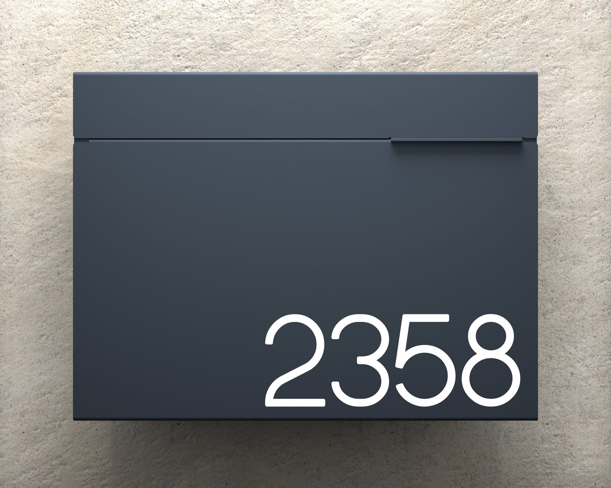 Teal Blue Mailbox White Text